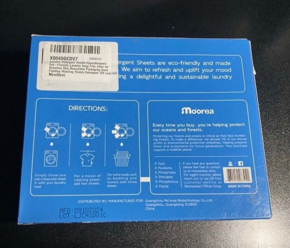 Moorea - Laundry Detergent Eco Sheets Fragrance Free - 120 Sheets - Picture 8 of 8